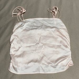 Baby pink silky crop top